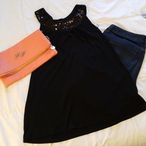 Black Top with Sequin Detail